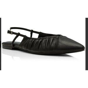 SIGERSON MORRISON Layma Leather Ruched Slingback Flats Black Size 38 8